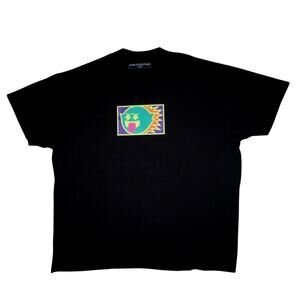 Pink Dolphin 3XL Black Graphic T-Shirt – Neon Smiley Face Logo Streetwear